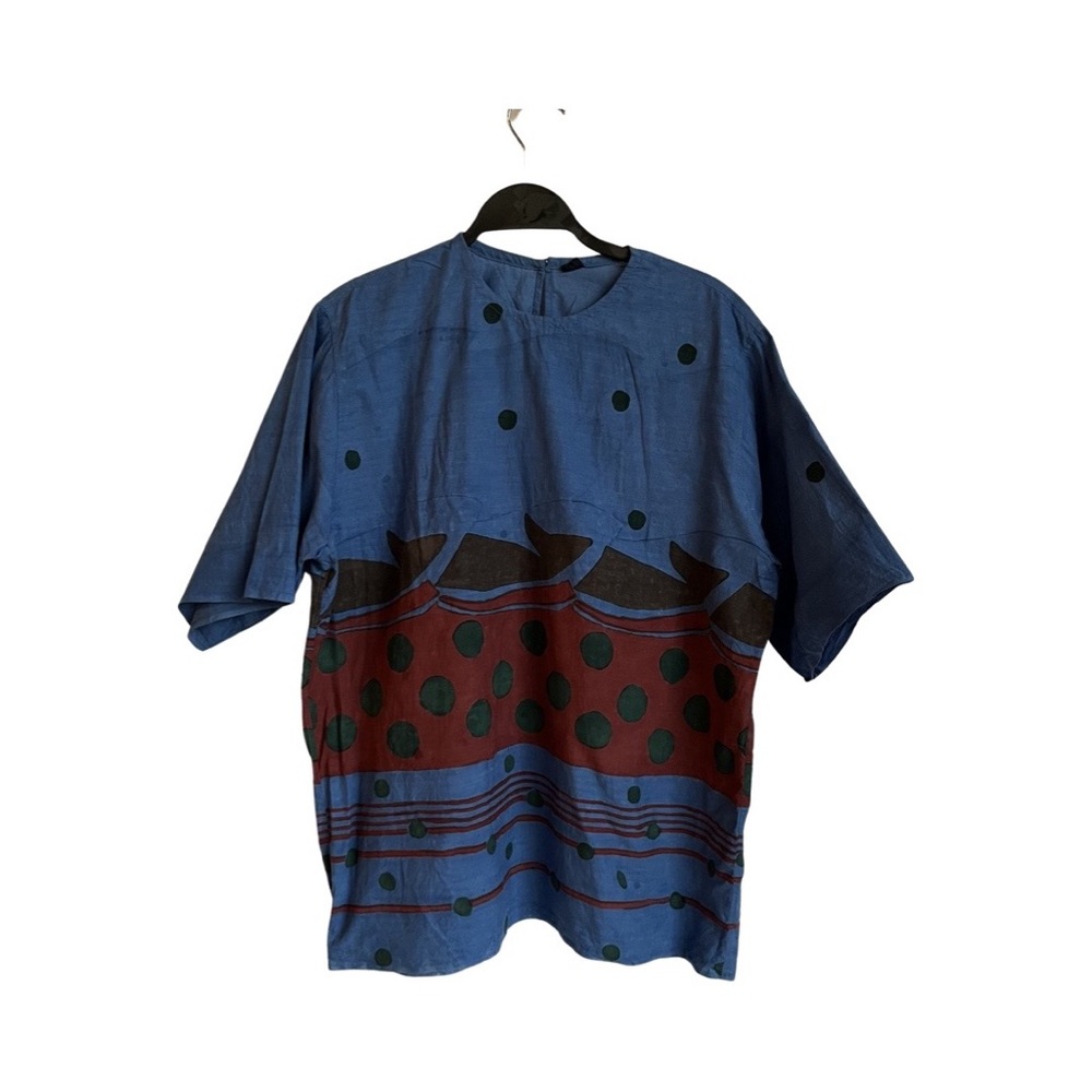 45 RPM dyed oversized whale t shirt with top buttons o/s